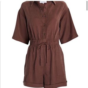WeWoreWhat Brown Button Up Romper
